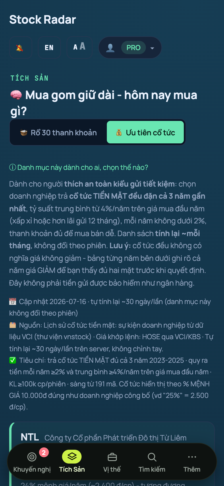 Danh mục Ưu tiên cổ tức